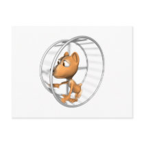 cute hamster running in wheel postcards