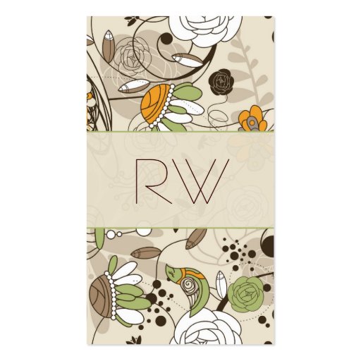 Cute Hand Drawn Children Style Flowers & Birds Business Card (front side)