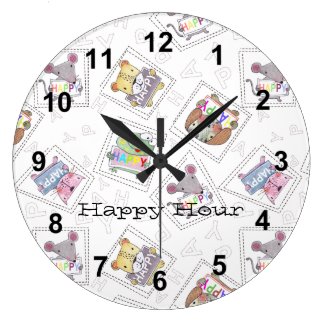 Cute hand painted animals-Happy Hour Personalize Square Wall Clocks