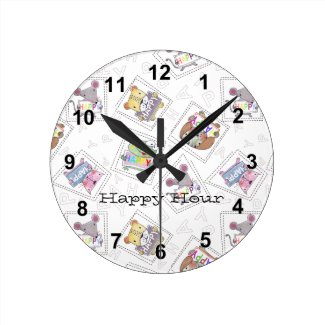 Cute hand painted animals-Happy Hour Personalize Square Wall Clocks