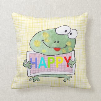 cute hand painted frog pillow
