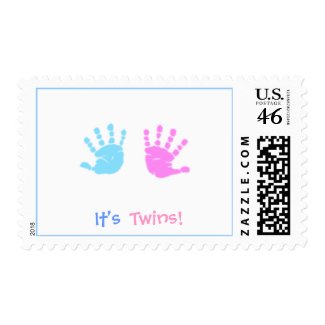 cute hand prints, It's , Twins! - Customized stamp