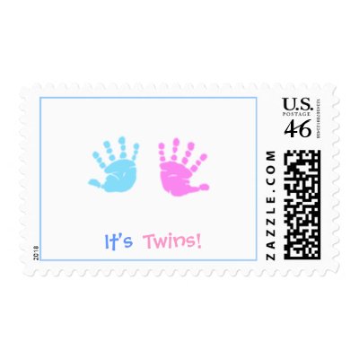 cute hand prints, It's , Twins! - Customized Postage Stamp Zazzle_stamp cute hand prints, It's , Twins! - Customized Postage Stamp Zazzle_stamp