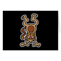 cute hand stand monkey card