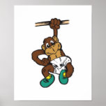 cute hanging baby monkey posters