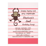 Cute hanging monkey girl birthday party invitation