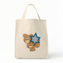 cute hanukkah teddy bear holding star of david tote bags