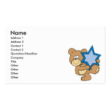 cute hanukkah teddy bear holding star of david business card templates