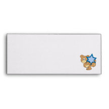 cute hanukkah teddy bear holding star of david envelopes