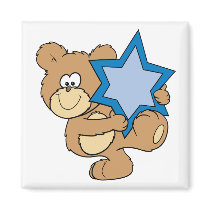 cute hanukkah teddy bear holding star of david fridge magnet