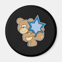 cute hanukkah teddy bear holding star of david fridge magnet