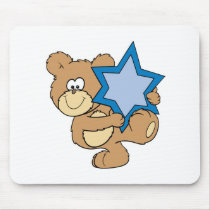 cute hanukkah teddy bear holding star of david mouse pads