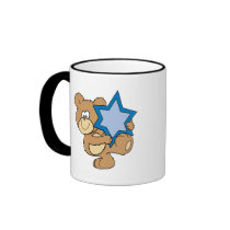 cute hanukkah teddy bear holding star of david mug