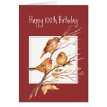 Cute Happy 100th Birthday Song Sparrows Cards