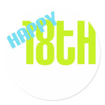 Cute, "Happy 18th Birthday" Stickers