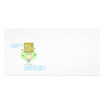 Cute, "Happy 20th Anniversary" design Customized Photo Card