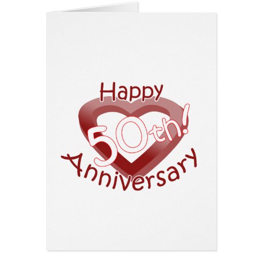 Cute, "Happy 50th Anniversary" Heart design Card | Zazzle