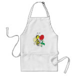 cute happy bee smelling rose aprons
