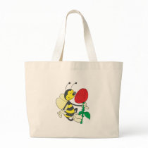 cute happy bee smelling rose bags