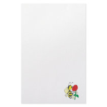 cute happy bee smelling rose personalized stationery