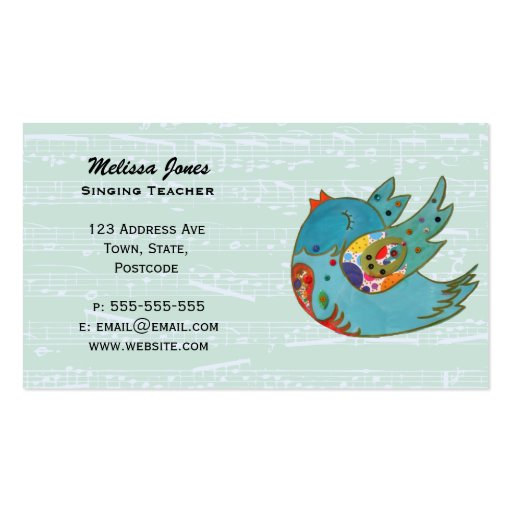 Cute happy bird business card template (front side)