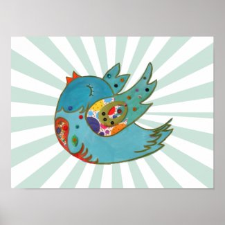 triumphant joyous joy exuberant free freedom Cute happy bird poster print