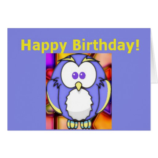 Cute Happy Birthday Owl Greeting Cards