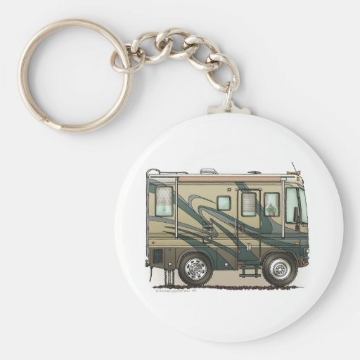 Cute Happy Camper Big RV Coach Motorhome Keychain Zazzle