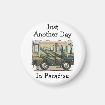 Cute Happy Camper Big RV Coach Motorhome Fridge Magnets