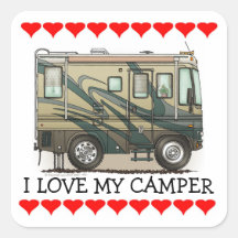 Cute Happy Camper Big RV Coach Motorhome Stickers