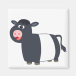 Cute Happy Cartoon Belted Galloway Cow Magnet magnets