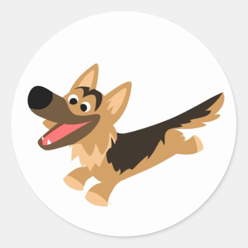 Cute Happy Cartoon German Shepherd Sticker | Zazzle