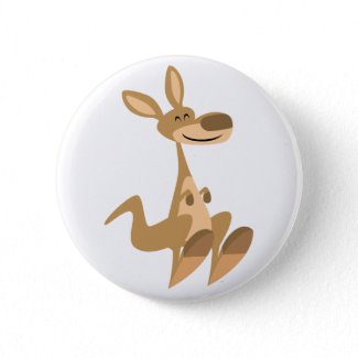 Cute Happy Cartoon Kangaroo Button Badge button