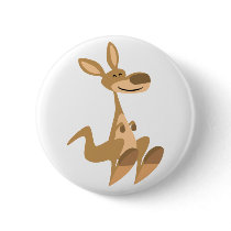 Cute Happy Cartoon Kangaroo Button Badge by Lioness_Graphics Cute Happy Cartoon Kangaroo Button Badge