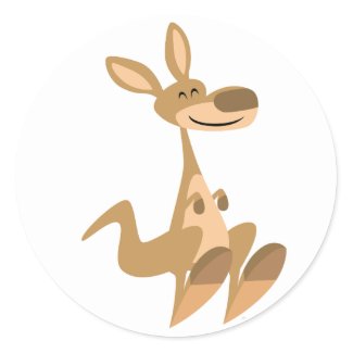 Cute Happy Cartoon Kangaroo Sticker sticker
