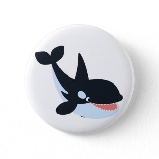 Cute Happy Cartoon Killer Whale Button Badge