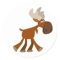 Cute Happy Cartoon Moose Sticker