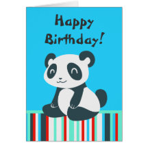 Cute Happy Cartoon Panda Greeting Cards