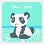 Cute Happy Cartoon Panda Square Stickers