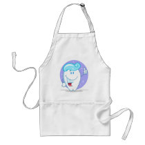 cute happy clean sparkling tooth cartoon character aprons