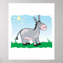 cute happy donkey posters