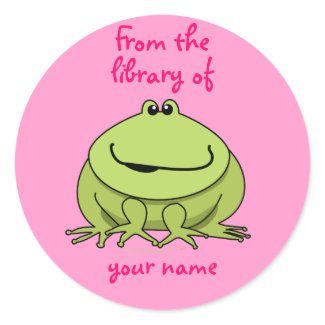 Cute Frog Pink Personalized Bookplates Stickers