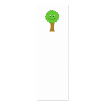 Cute Happy Green Tree. On white. Business Card