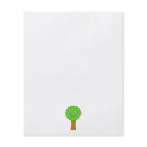 Cute Happy Green Tree. On white. Flyer Design