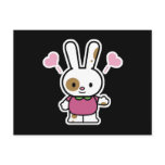 cute happy hearts bunny postcards
