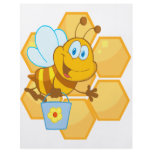 cute happy honey bee and honeycomb flyer design