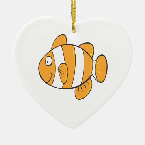 cute happy little clown fish cartoon character ornament