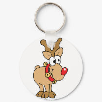 Cute Happy Little Red Nose Reindeer keychains