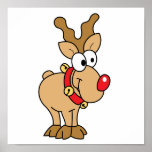 Cute Happy Little Red Nose Reindeer Poster