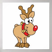 Cute Happy Little Red Nose Reindeer Poster